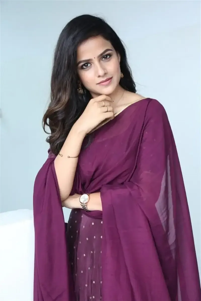 Indian Actress Vaishnavi Chaitanya Images In Marron Saree